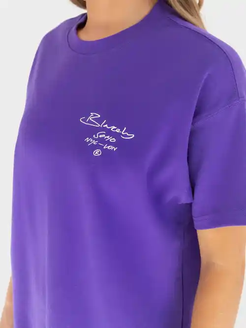 Blakely Soho Oversized Script T Shirt-Purple