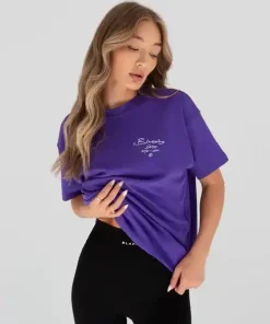 Blakely Soho Oversized Script T Shirt-Purple