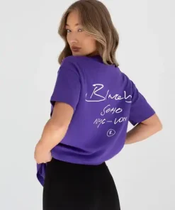 Blakely Soho Oversized Script T Shirt-Purple