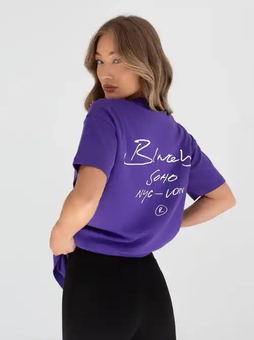 Blakely Soho Oversized Script T Shirt-Purple