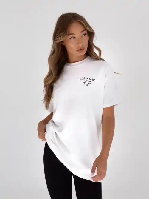 Blakely Soho Oversized Script T Shirt-White