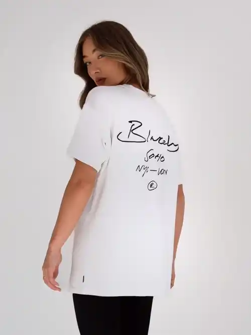 Blakely Soho Oversized Script T Shirt/White - Image 2