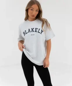 Blakely Varsity Oversized T Shirt-Marl White