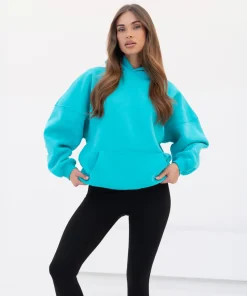 Isabel Oversized Hoodie Aqua Front