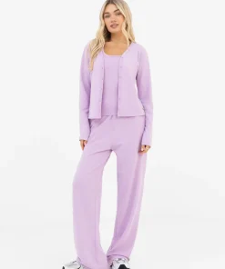 Blakely Soft Waffle Cardigan Purple Jumper