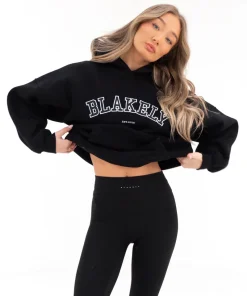 Blakely Varsity Oversized Black Hoodie